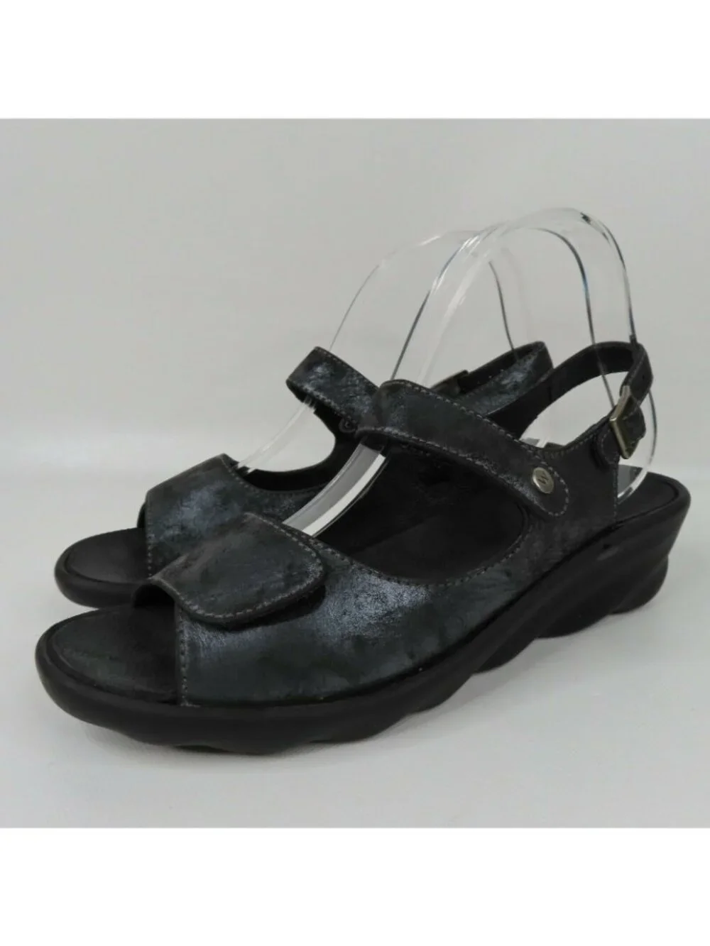 Wolky Womens 40 EU 9 US Scala Wave Leather Comfort Hook Loop Sandals Shoes Wedge